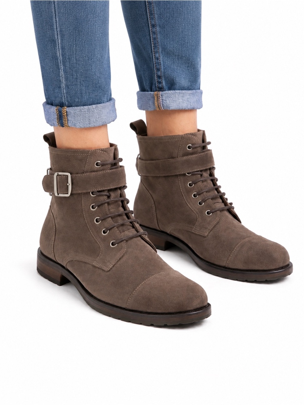 Size 9.5 Banana Republic Women’s Brown Suede‎ Buckle Lace Up Boots